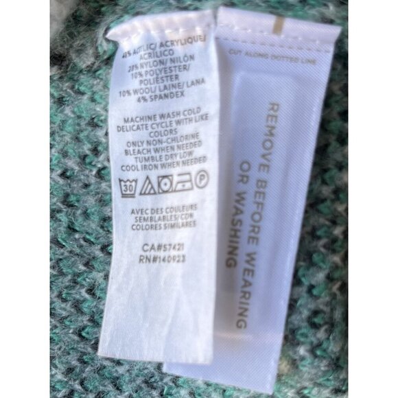 Loft Green & Gray V-Neck Animal Print Fuzzy Sweater M EUC - Picture 6 of 6